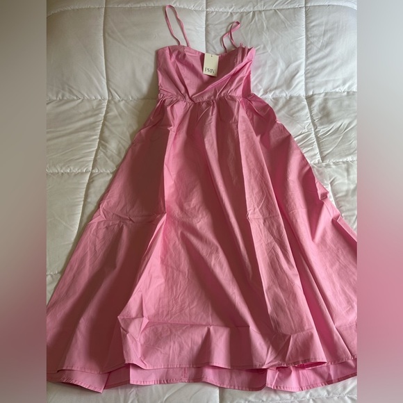 New PRIV AVERIE POPLIN DRESS IN PINK Sz M - Picture 2 of 5